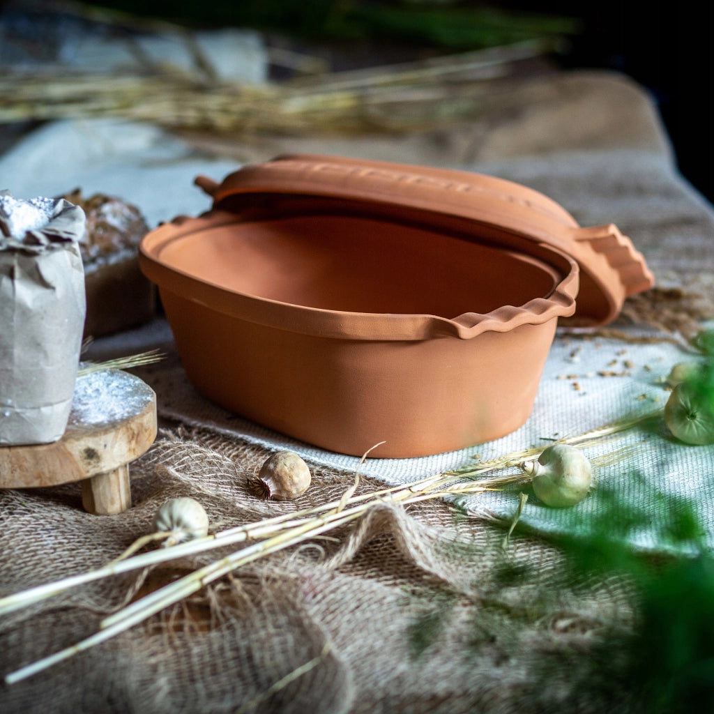 Vaso in terracotta KADAX Roman Clay Pot 6L Vaso in terracotta Forma ovale grande con coperchio