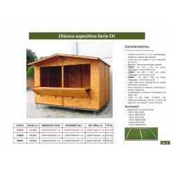 Chiosco Espositivo in Legno, Doghe in Pino Massello Spessore 19 mm. Serie CH Modello CH2x2
