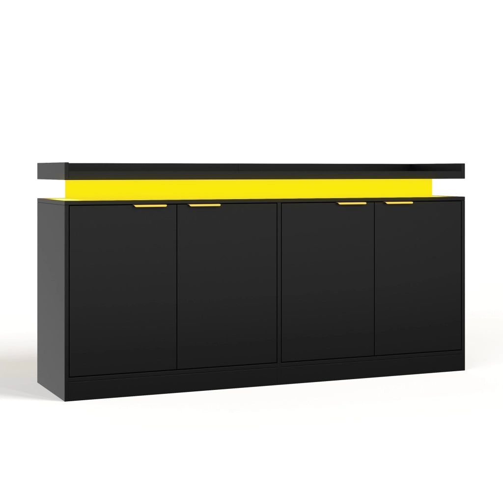 Credenza moderna con LED RGB 160 x 39 x 83 cm in MDF nero