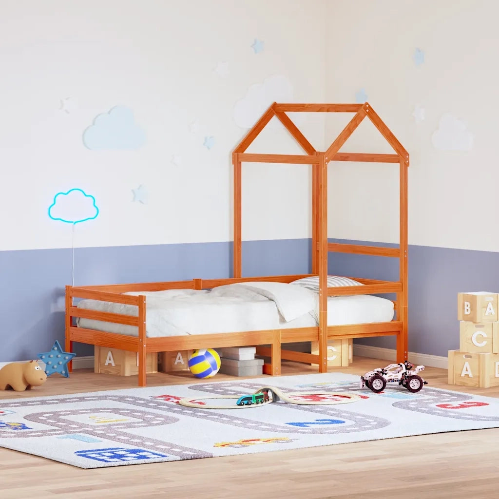 Tetto Letto Bambini Marrone Cera 98x70x176,5 cm Massello Pino 846993