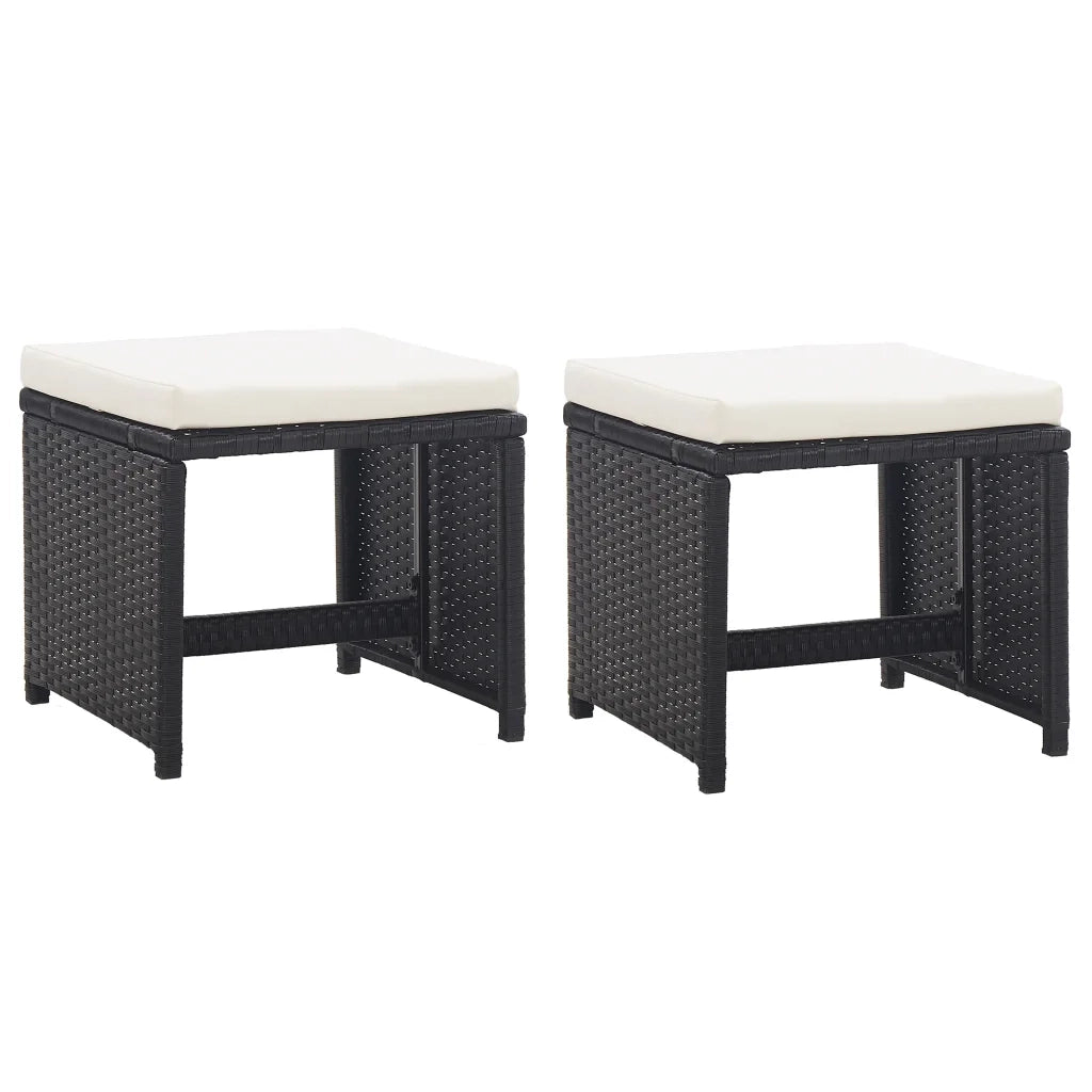 Set da Pranzo da Giardino 9 pz con Cuscini in Polyrattan Nero 42522