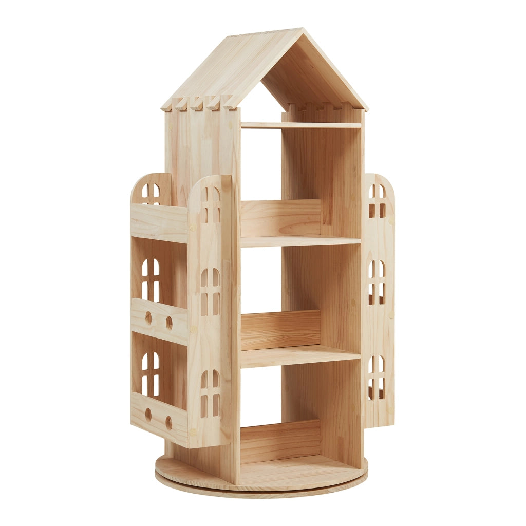 Libreria Girevole per Cameretta Sanköre Scaffale Rotante Design Casetta 122x64x43 cm Legno Naturale [en.casa]