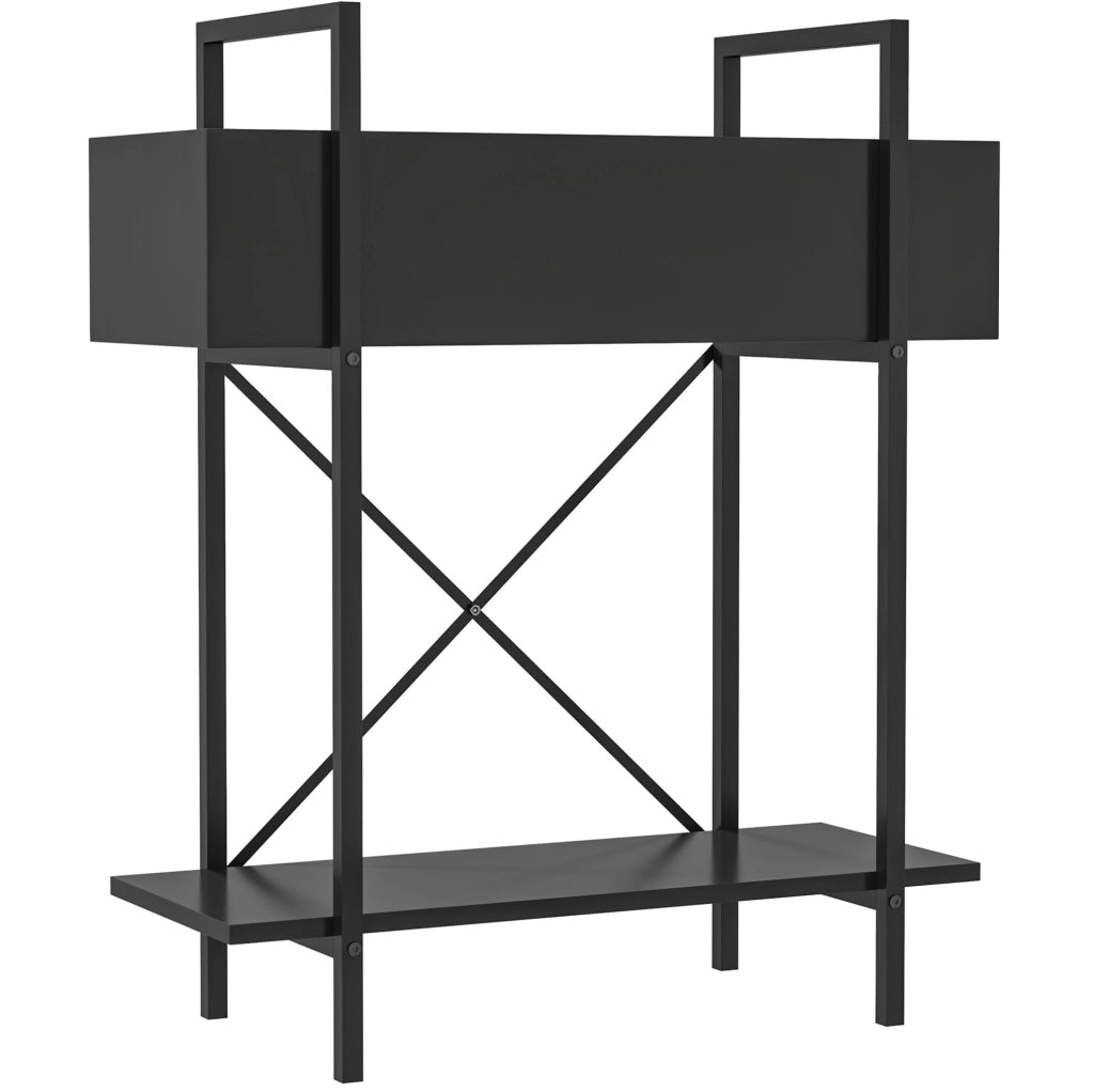 Portapiante a 2 livelli in metallo nero 60 x 25 x 70 cm