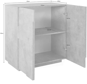 Credenza 2 Ante Battenti 81,2x44,2x86 cm Ping Bianco Lucido