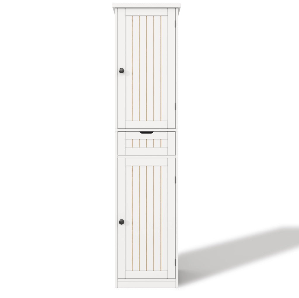 Armadio contenitore 170x40x30 cm con 4 ripiani regolabili; struttura in MDF bianco