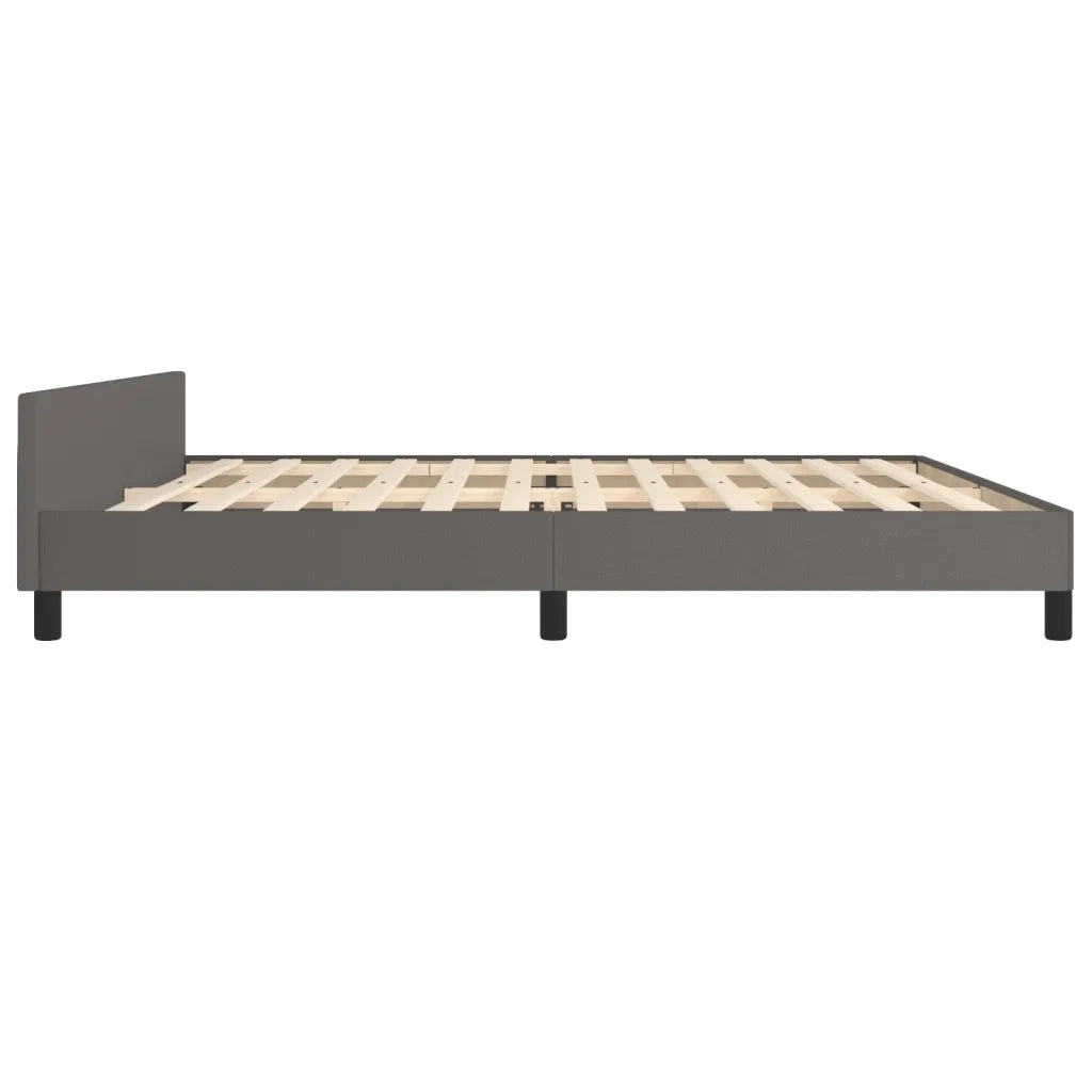 Letto matrimoniale | Letto per adulti | Giroletto con Testiera Grigio 200x200 cm in Similpelle