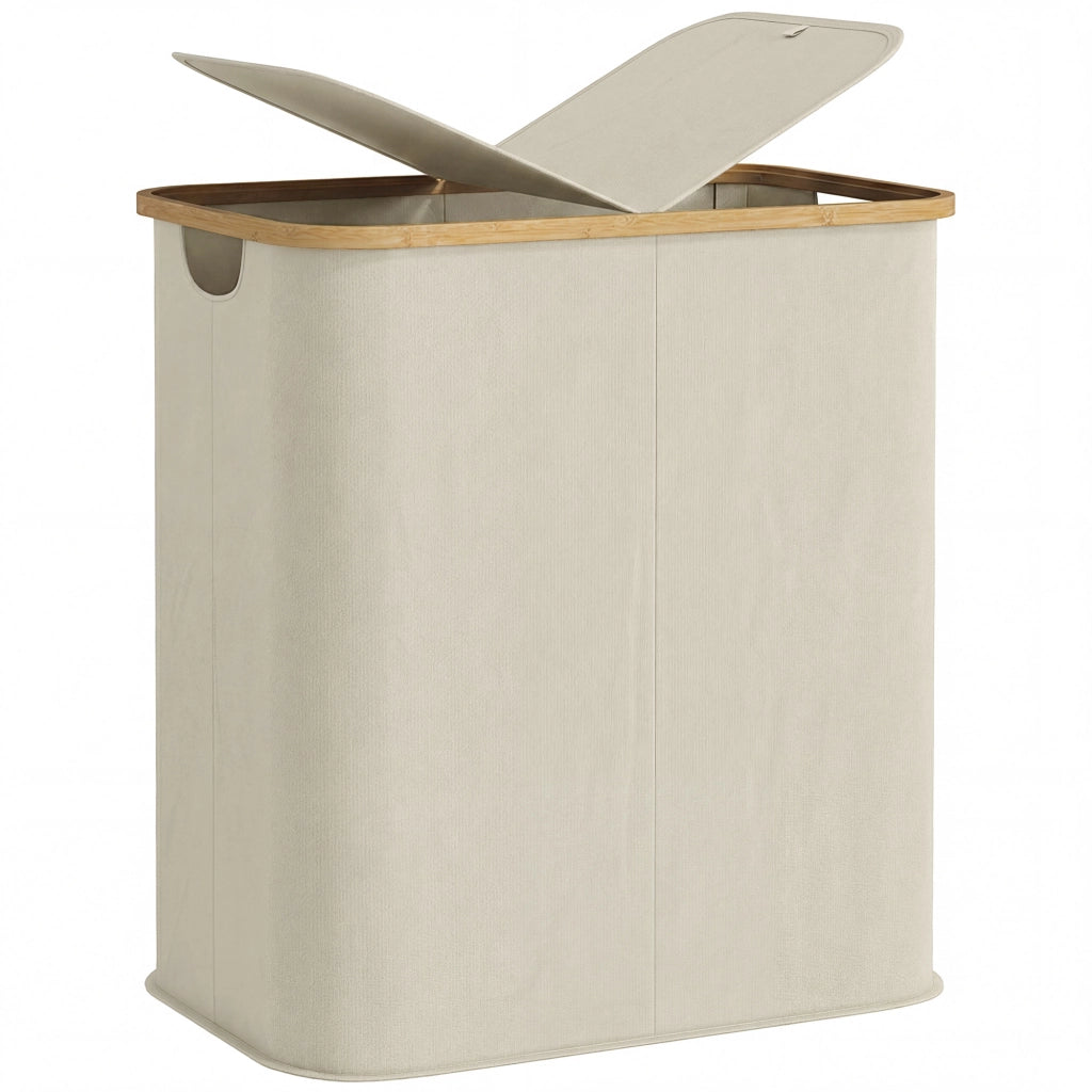 Cestino Pieghevole per Biancheria ¨C zephmum ¨C Beige, Plastica, 80 Litri