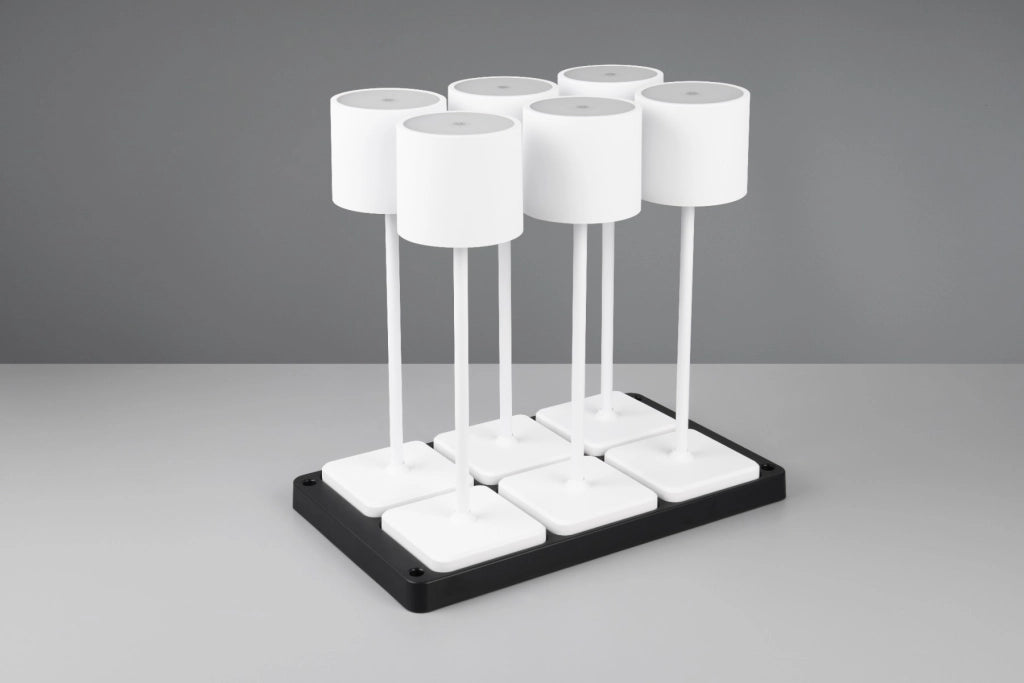 Set 6 lampade tavolo bianche LED 1W ricaricabili Fernandez RL