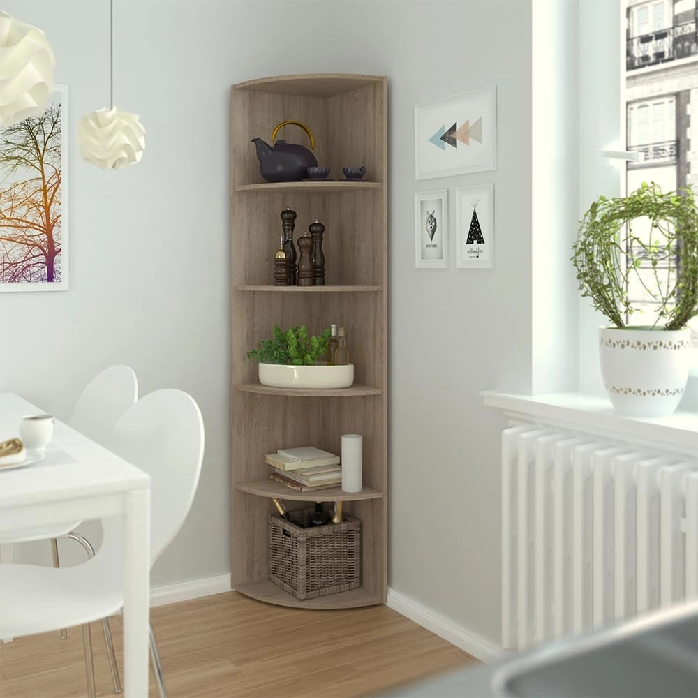 Libreria angolare da terra Ecki, Sonoma, 40 x 180 cm, per montaggio a parete con tre ripiani aperti