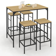IDMarket - DETROIT Tavolo da bar alto 100 cm e 4 sgabelli in metallo e legno nero - design industriale