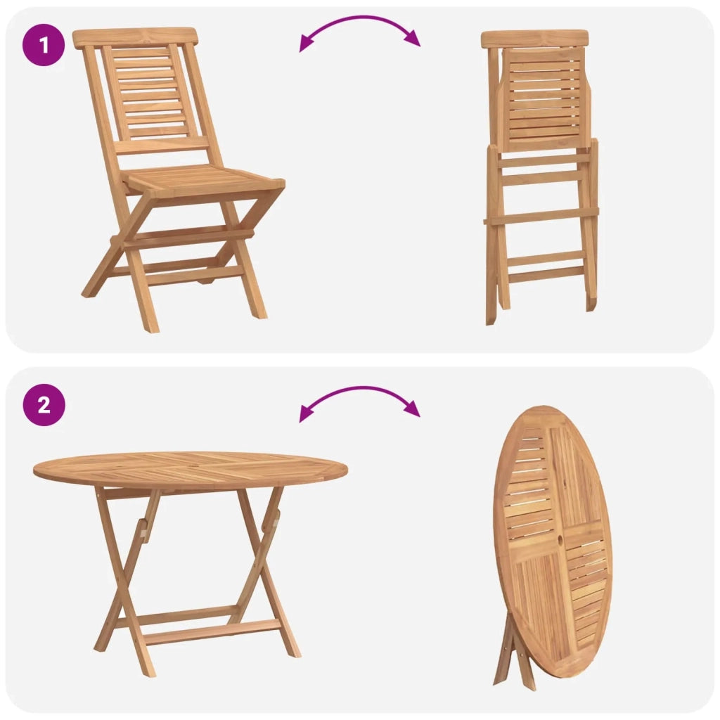 Set da Giardino 5 pz Marrone Legno di teak solido 3437368