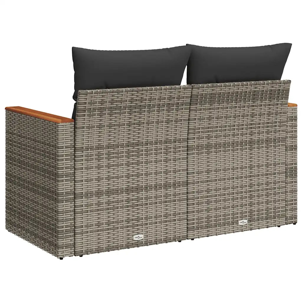 Divano da Giardino con Cuscini 2 Posti Grigio in Polyrattan