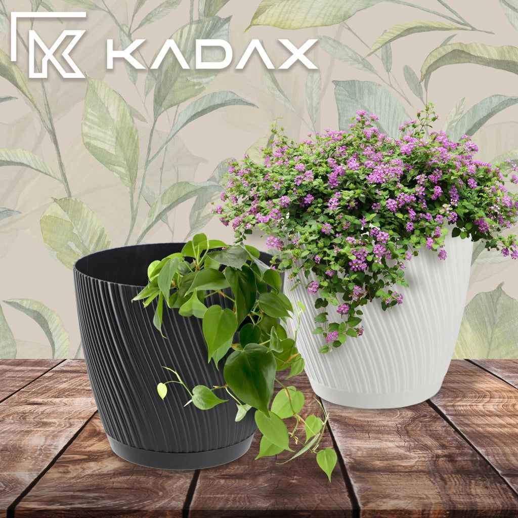 Vaso da fiori KADAX con supporto, coperchio, ciotola rotonda, 27 cm, grigio