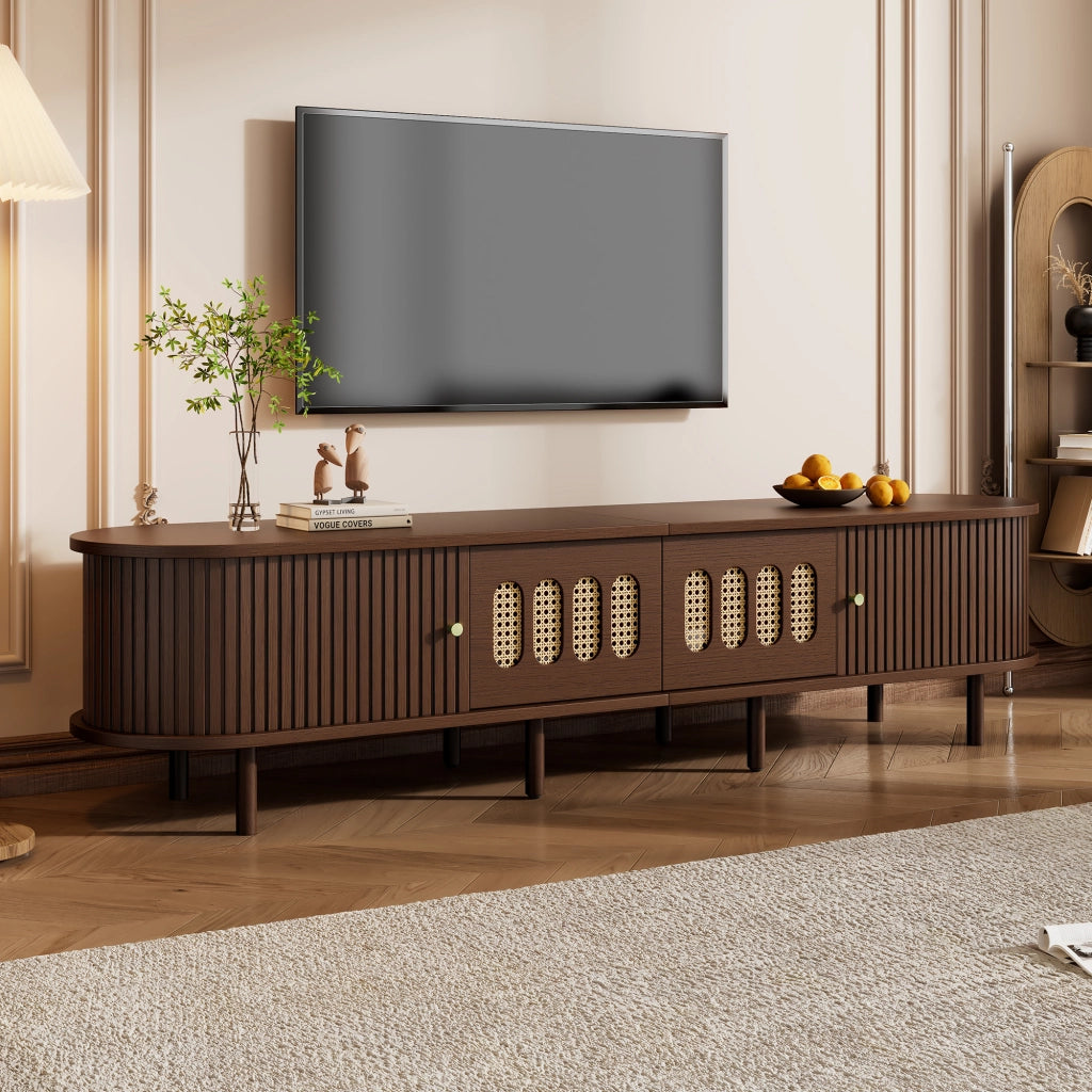 MOBILE TV 180 x 40 x 40 cm in MDF color noce con 2 cassetti e 2 ante a serranda