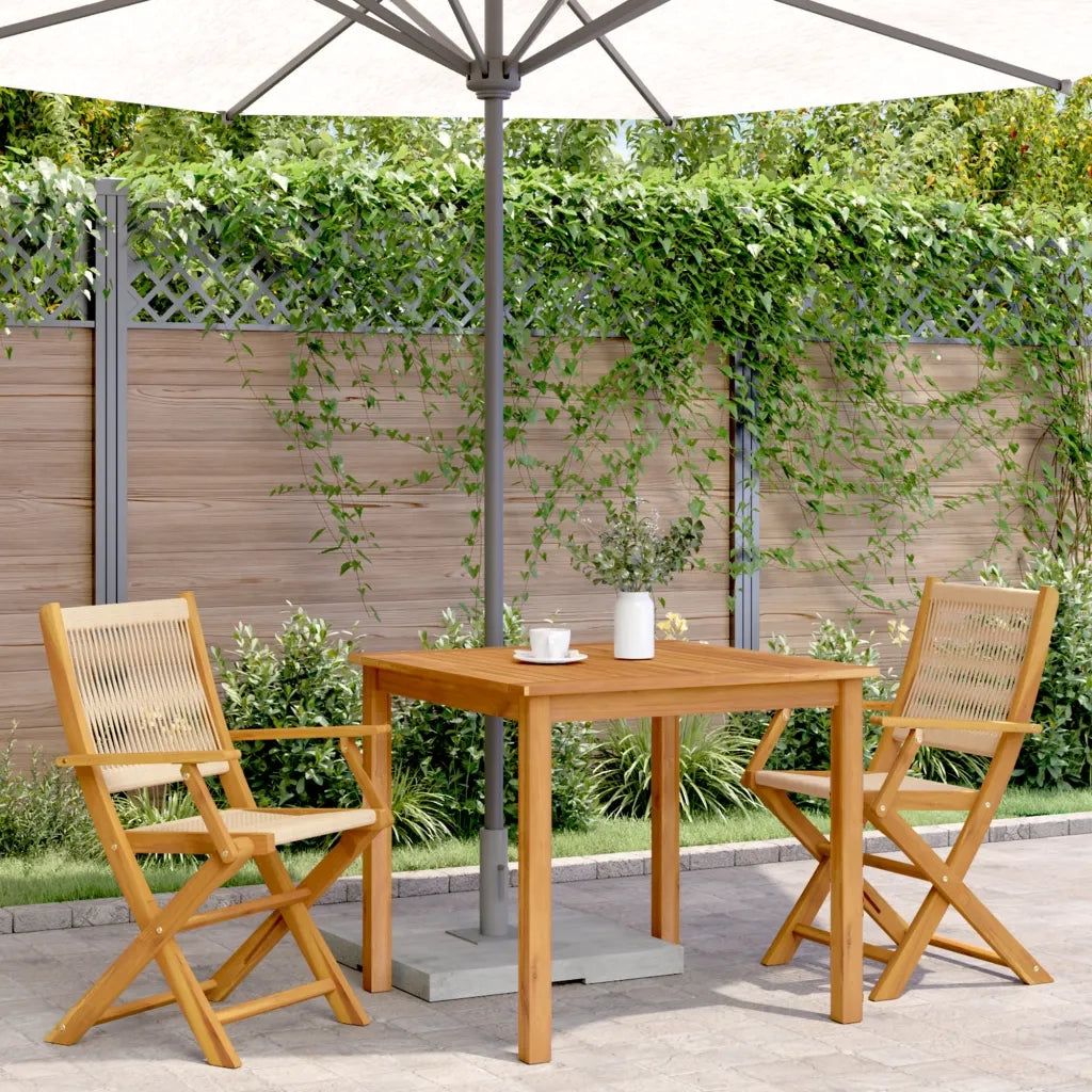 Sedie Giardino 2 pz | Sedie da Esterno Beige Legno Massello Acacia e Polipropilene