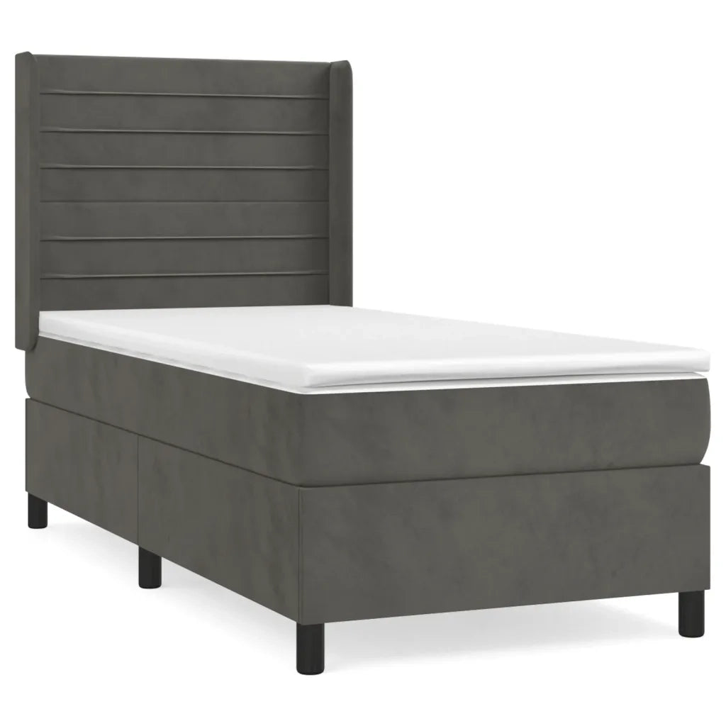Giroletto a Molle con Materasso Grigio Scuro 90x190 cm Velluto 3132712