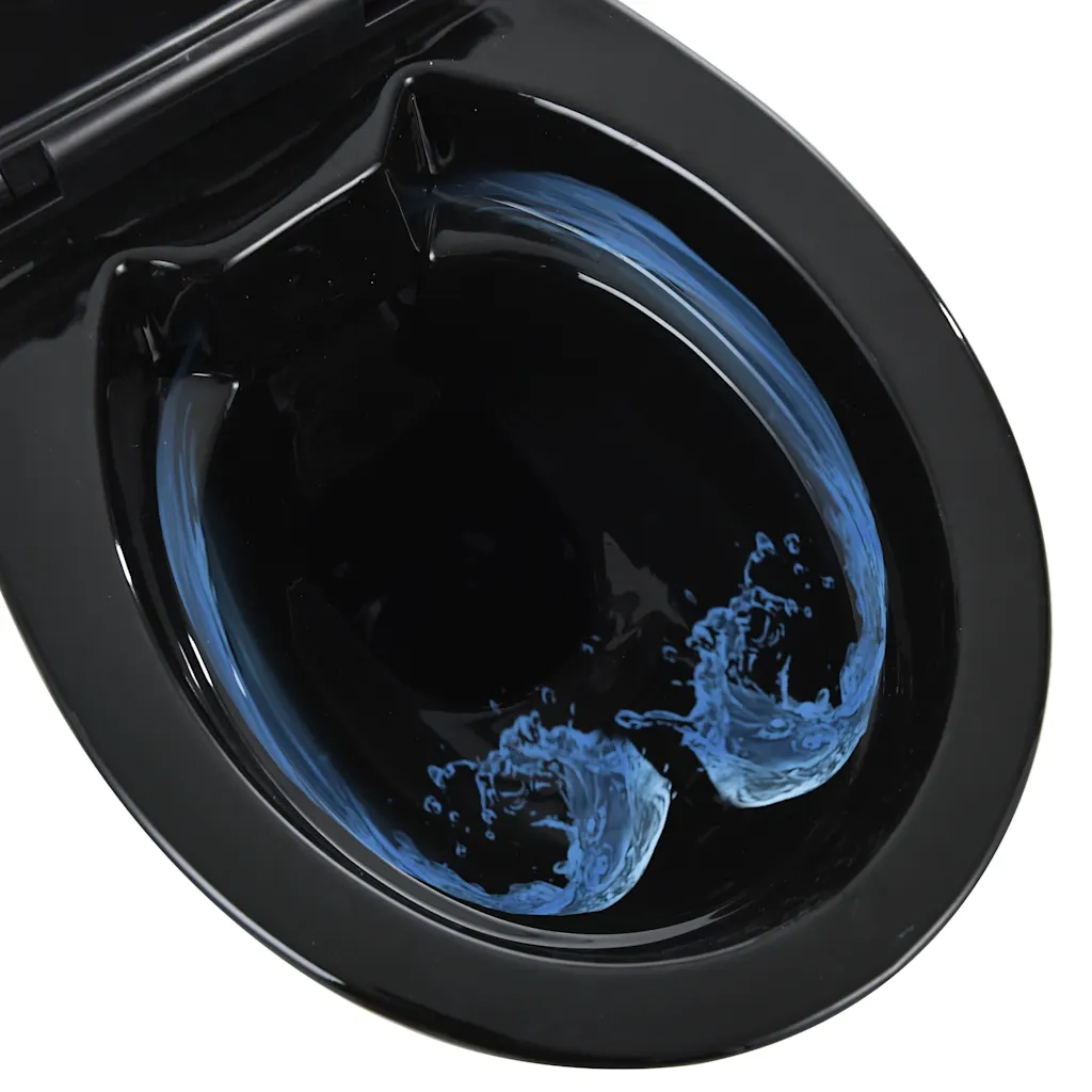 WC Senza Brida 7 cm Altezza Extra Chiusura Rallentata Ceramica Nera 145780