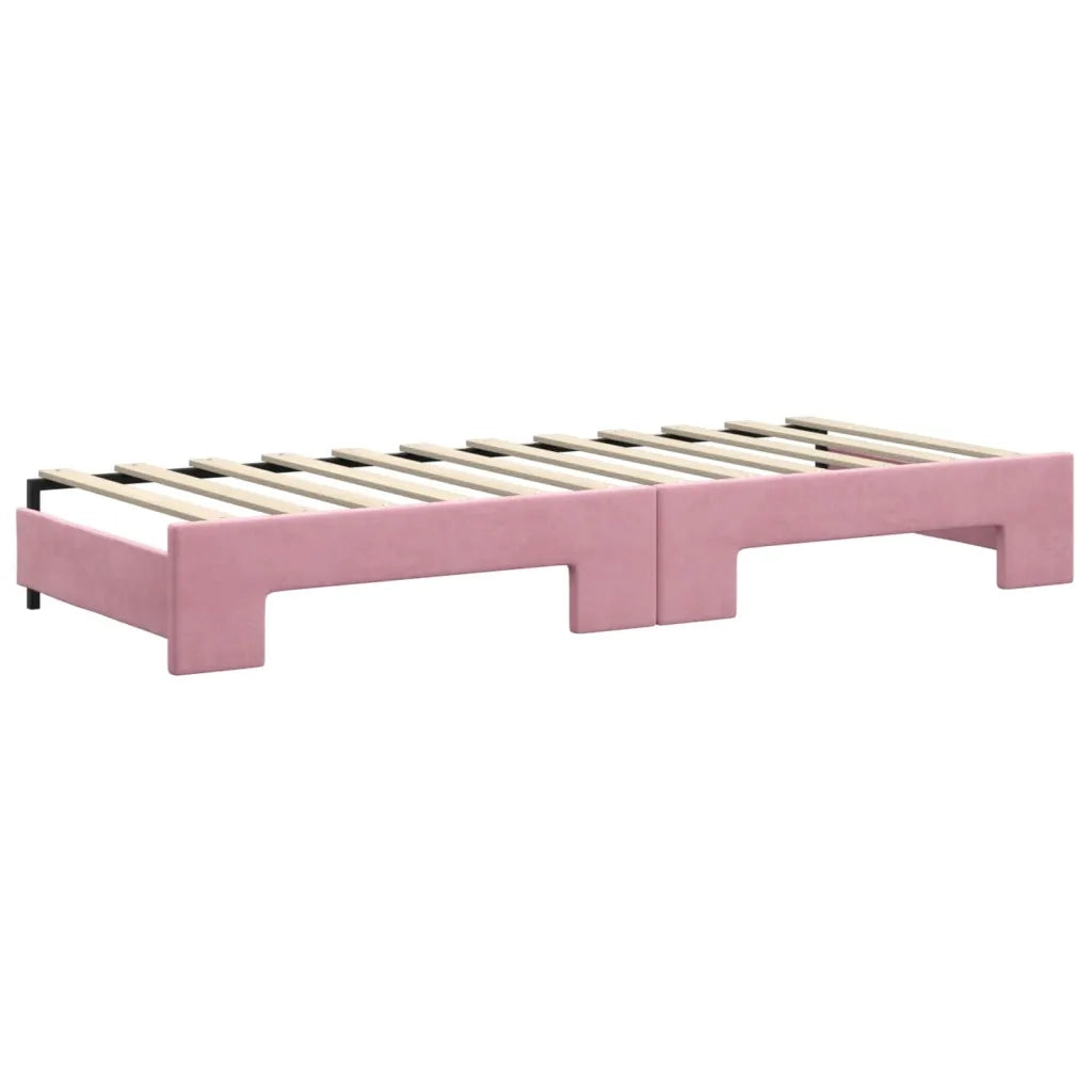 Divano Letto Estraibile con Cassetti Rosa 80x200 cm Velluto 3197815