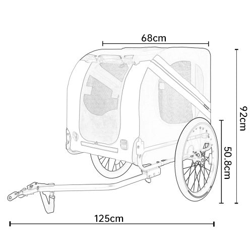 RIMORCHIO PER CANI DA BICI 20" Nero-Grigio in Acciaio fino a 40 kg