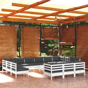 Set Divani da Giardino 14 pz con Cuscini Bianchi Legno di Pino cod mxl 44393
