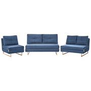 Set da salotto in tessuto blu 3 posti 2 posti e 1 posto a sedere per 6 persone Funzione letto pieghevole