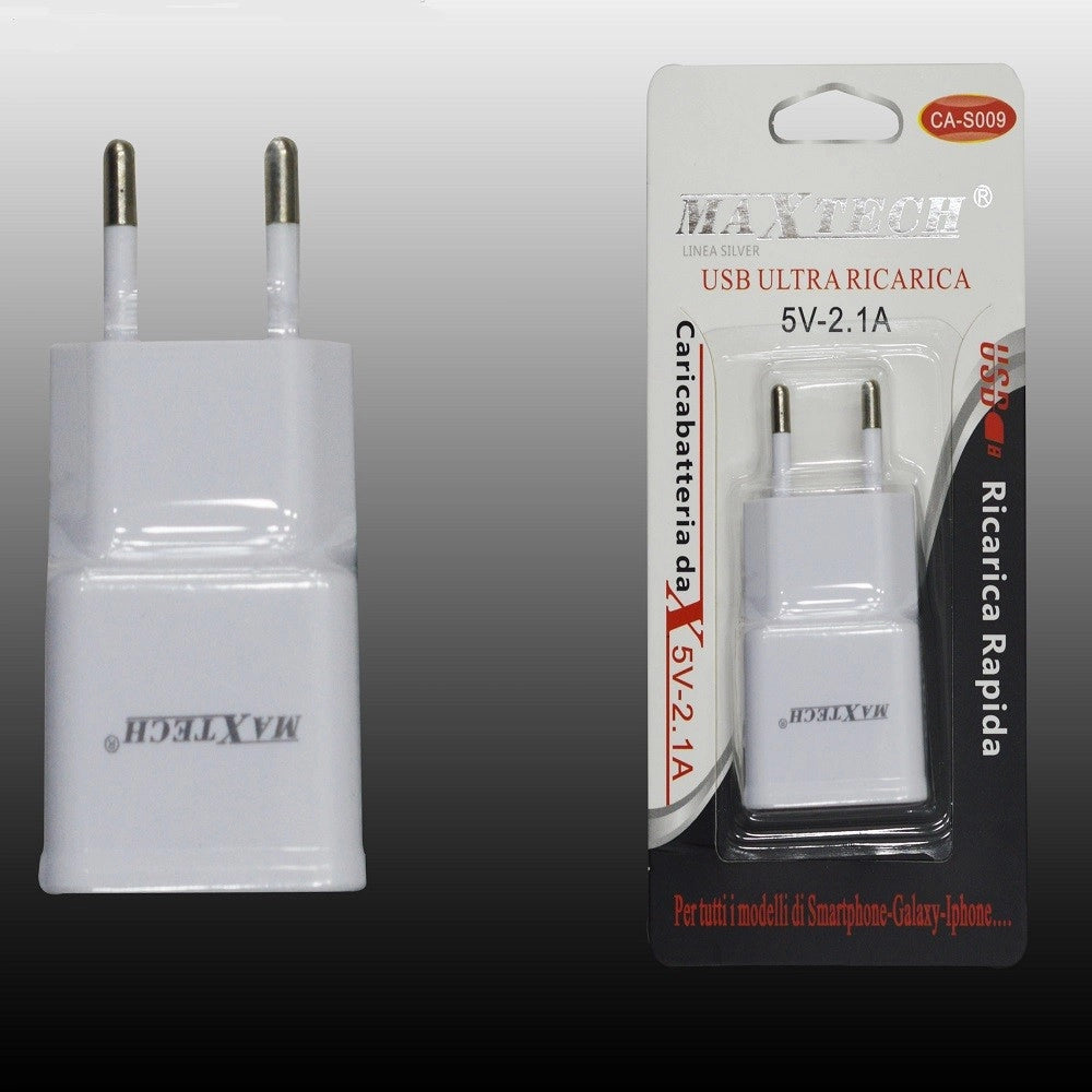 Trade Shop - Caricatore Usb Presa Ricarica Smartphone Cellulare 5v-2.1a Maxtech Ca-s009 -