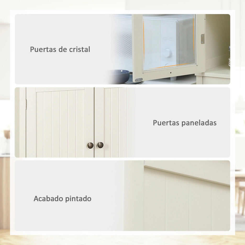 Credenza con Vetrina e Cassetto ¨C Xylo ¨C Crema 76x40x182,5 cm