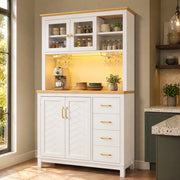 BUFFET 105,5x40x180 cm in MDF Bianco con LED