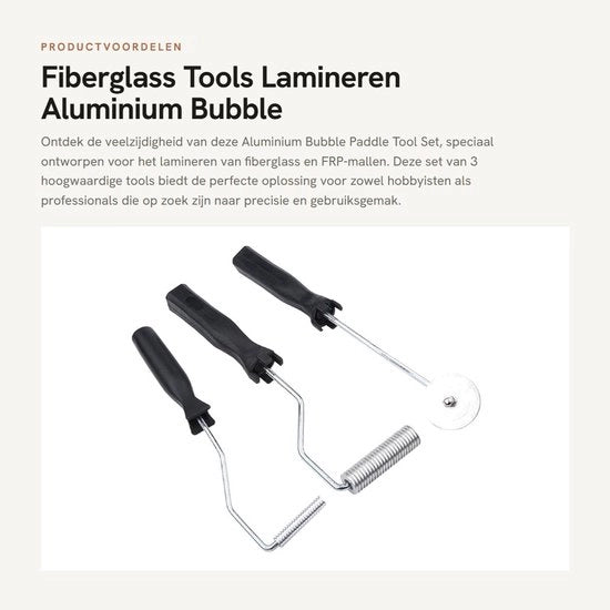 Kit di laminazione a rulli - Allestimento in lega di alluminio - 3 pezzi - Per uscita FRP - Lunghezza totale 31 cm - Diametro dei rulli 50mm/75mm - Peso 32 g - Strumento di laminazione