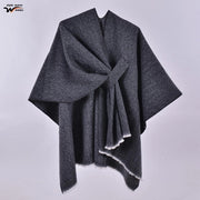 Sciarpa da donna, elegante mantello con cintura diagonale monocromatica
