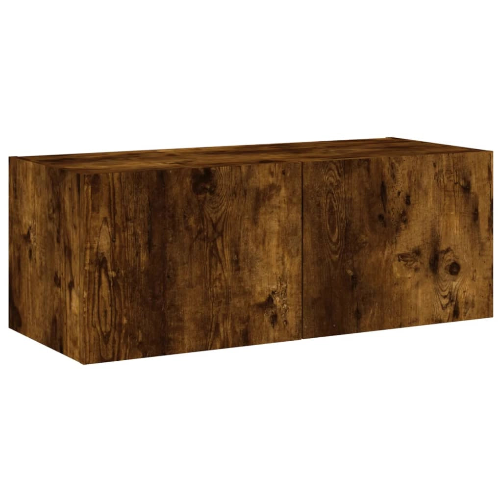 Mobile TV multimediale scaffale TV credenza mobile TV sala da pranzo soggiorno parete attrezzata per camera da letto con luci LED rovere affumicato 80 x 35 x 31 cm marrone 02_0027996