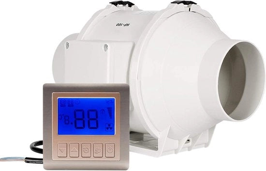 Ventilatore di tubo da 150 mm - 530 m³/ora - regolabile - interruttore intelligente - temperatura, tempo, flusso d'aria - per serra, cabina doccia, sottotetto, garage