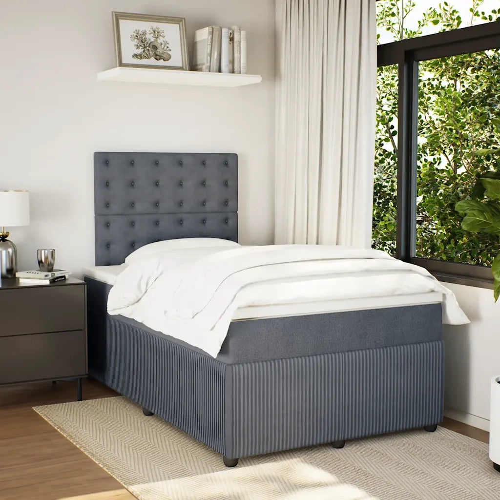 Giroletto a Molle con Materasso Grigio Scuro 120x200 cm Velluto