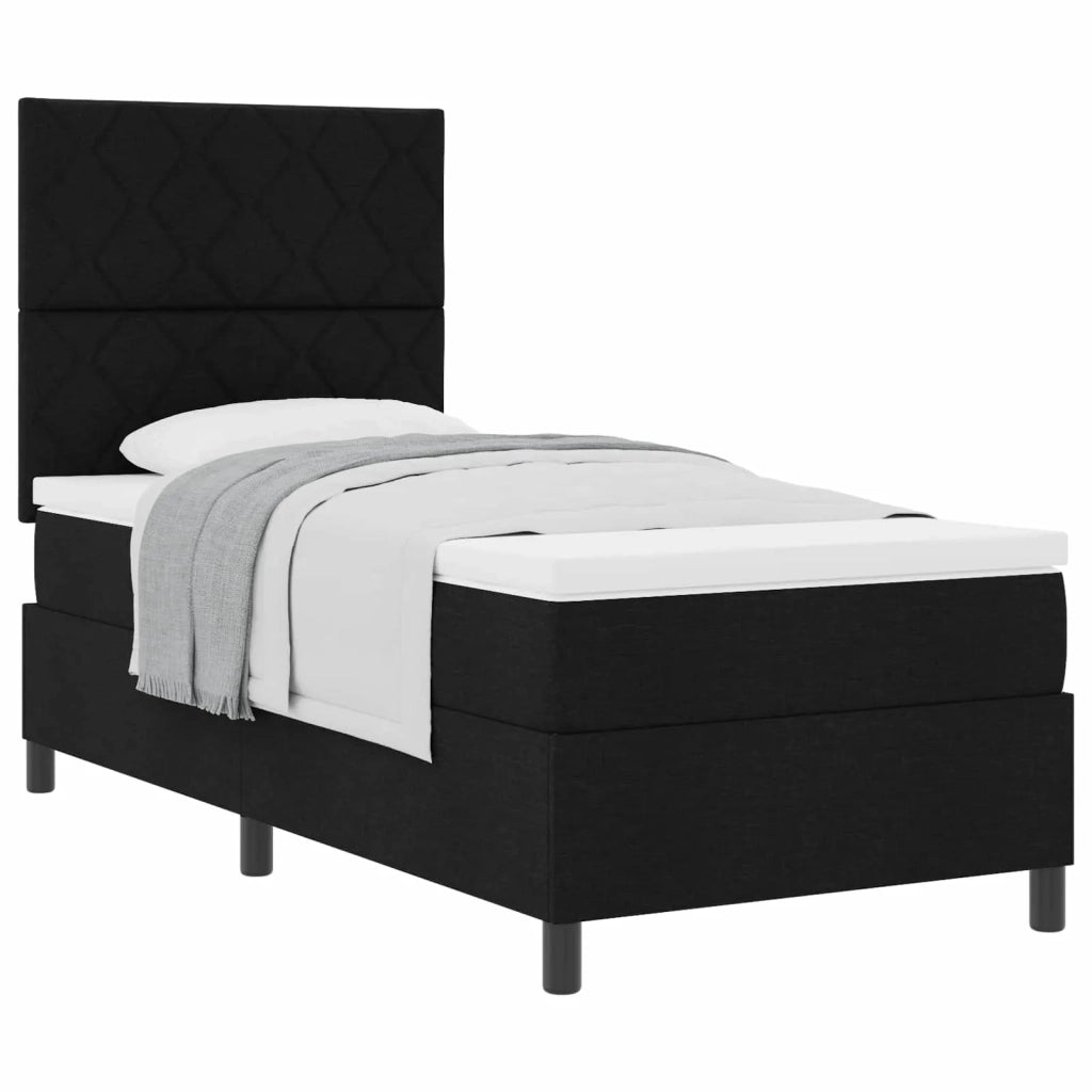 Letto a molle con materasso Nero 90 x 200 cm Tessuto 3339436