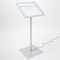 Espositore a Leggio con Piantana 50,5x47,7x2,3 cm in Alluminio con Led Porta Menù Silver