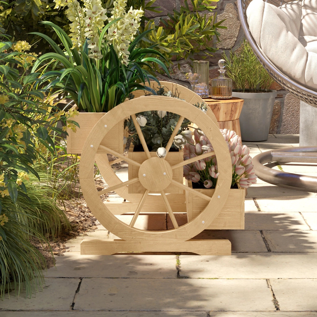 Carriola Giardino Legno 3 Livelli con Ruote ¨C zephmum ¨C 62x61x57 cm