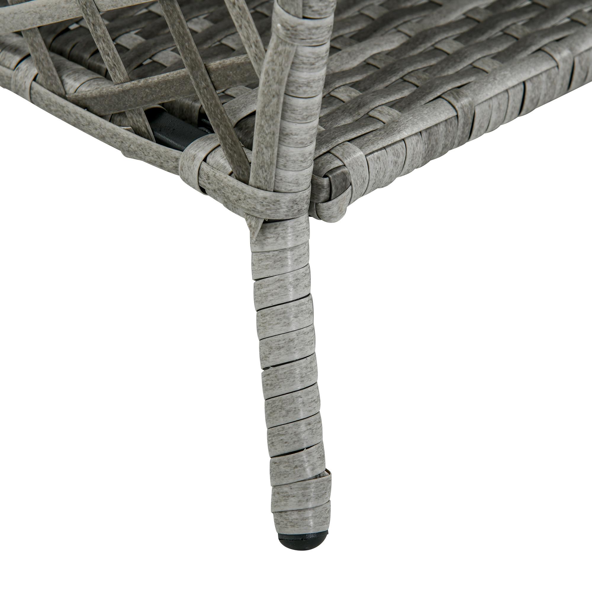 Set Lettino Prendisole e Tavolino da Giardino in Rattan Grigio