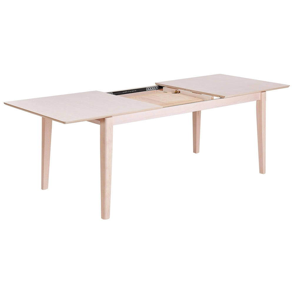 Tavolo da pranzo allungabile in MDF di faggio bianco chiaro 180/240 x 90 cm Gambe in legno di gomma