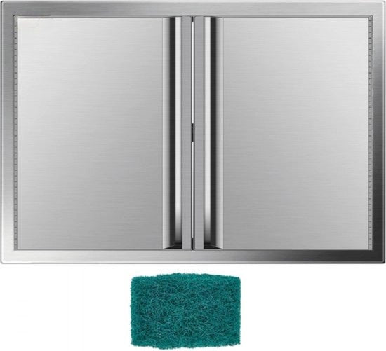 Porta di accesso per BBQ - Doppia porta - Esterno 75,5x53 cm - Acciaio inox