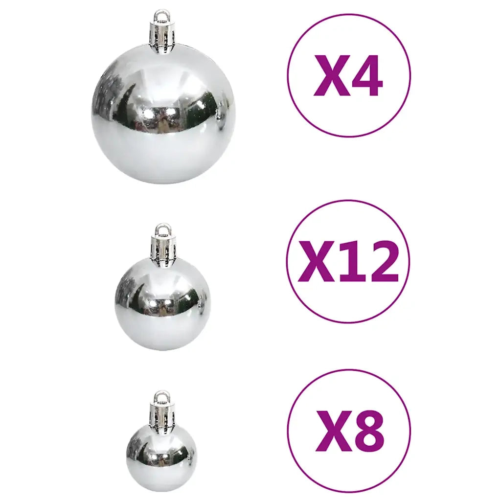 Set Palline di Natale 111 pz-Decorazioni natalizie Argento in Polistirene