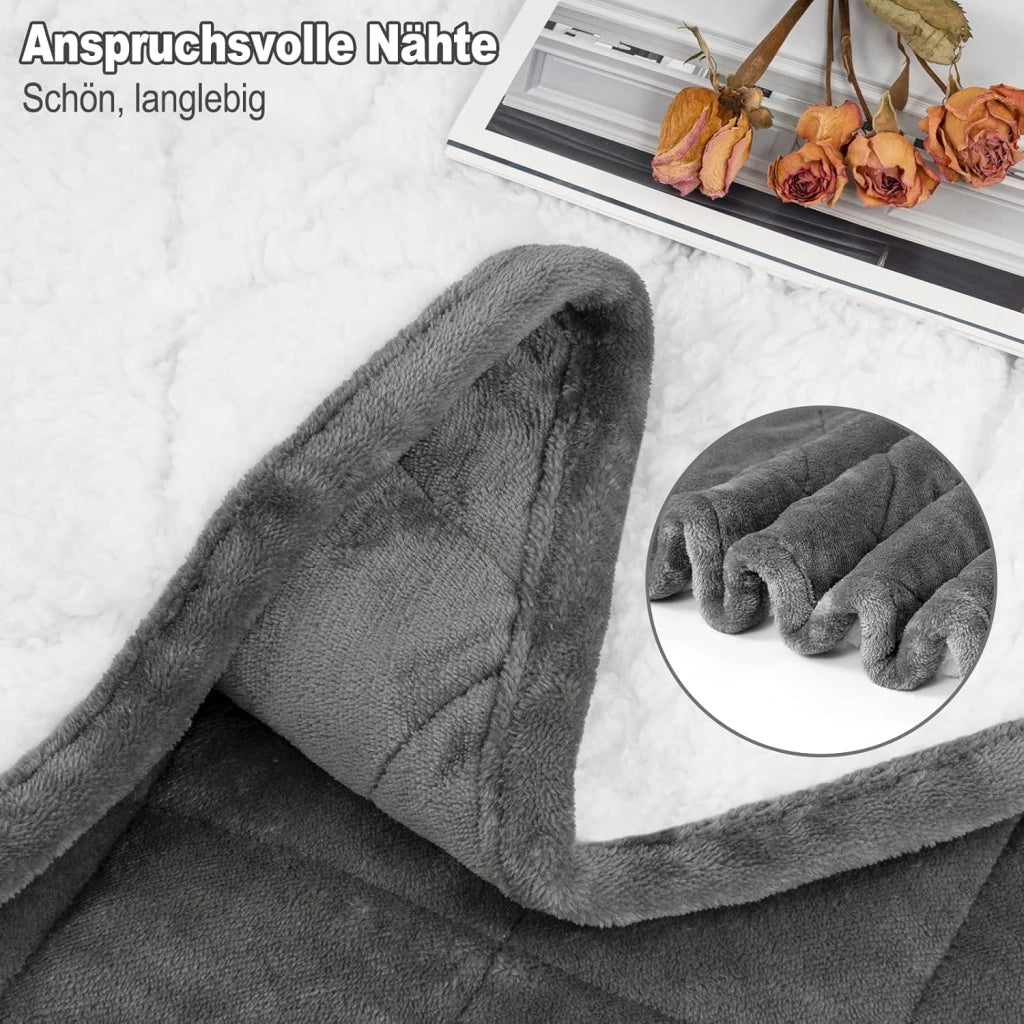 Coperta Ponderata per Adulti, Coperta Appesantita Double Face in Flanella e Lana d'Agnello, 7 kg 135x200 cm, Grigio