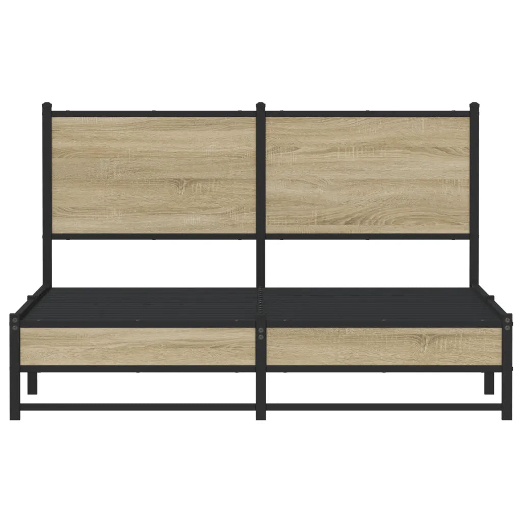 Letto matrimoniale | Letto per adulti | Giroletto senza Materaso in Metallo Rovere Sonoma 140x200 cm
