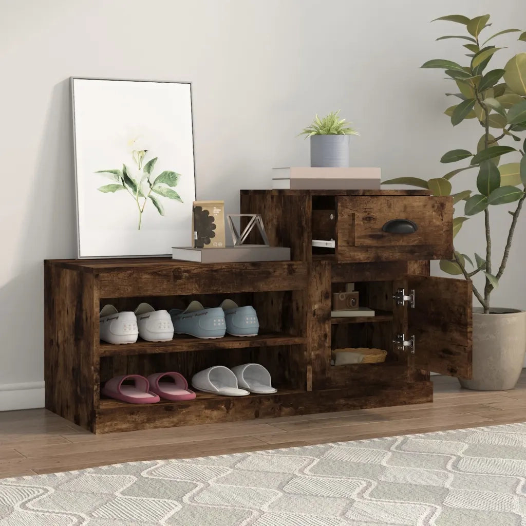 Scarpiera | Mobile per scarpe Rovere Fumo 100x42x60 cm in Legno Multistrato