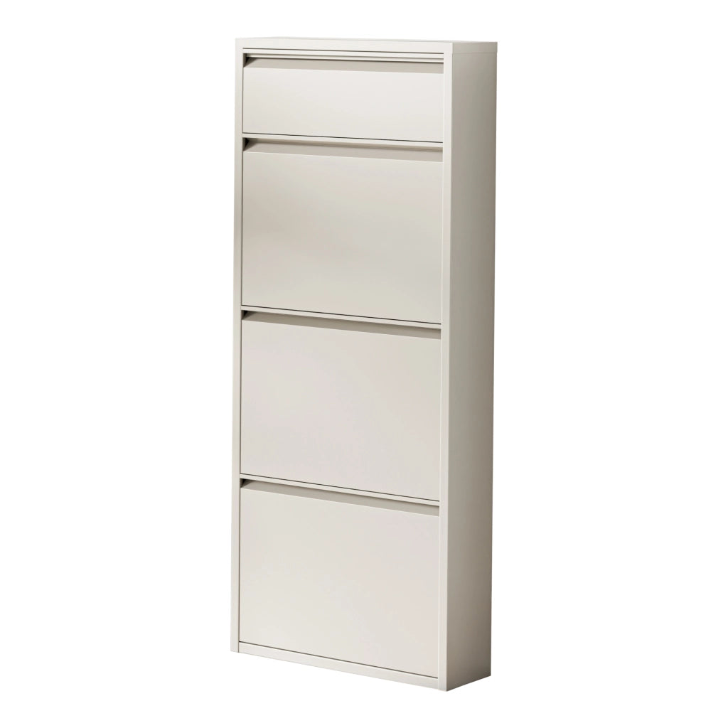 Scarpiera Sokndal con 3+1 Contenitori Ribaltabili Portascarpe in Metallo - Pepe Bianco [en.casa]
