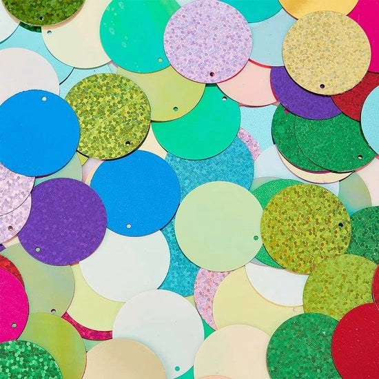 Accessori per hobby - Pailletten - 80 pezzi - Colori misti - Rondi - Attività di Natale - Plastica forata