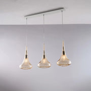 Lampadario in ferro con vetri ambra 75x10 cm