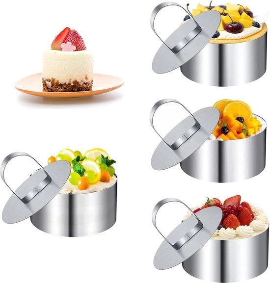 Set di anelli per cesti in acciaio inossidabile - anello di schiuma piccolo - forma a cesto rotonda - set di 3 anelli - accessori per pasticceria