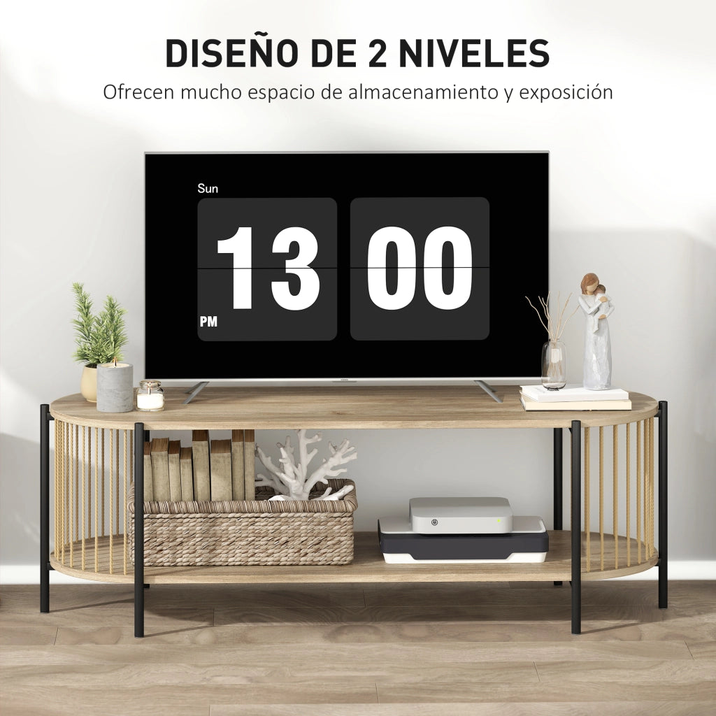 Mobile TV stile boh¨¦mien ¨C Xylo ¨C legno naturale con ripiani aperti 124x43,5x41 cm