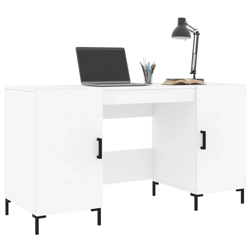 Scrivania Bianca 140x50x75 cm in Legno Multistrato 829548