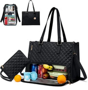 Borsa da pranzo per donne, 2-in-1 con compartimento refrigerato, borsa con compartimento da pranzo, shopper multifunzionale per donne, borsa da pranzo, borsa refrigerata, borsa a mano, combinazione per la strada, lavoro, scuola, ufficio (nero)